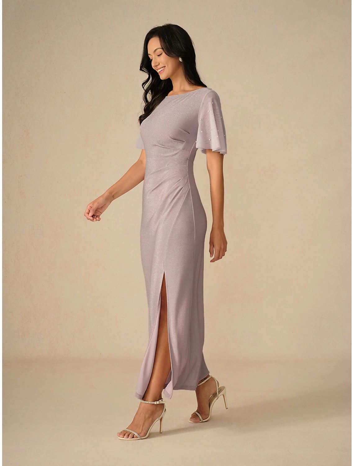 Women's Dress Sheath Dress Elegant Party Wedding Party Wedding Guest Solid Color Short Sleeve Crew Neck Pink Summer Spring Fall