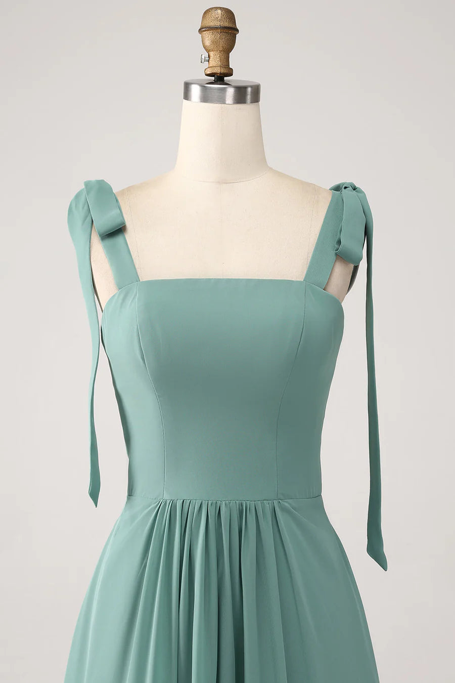 A-Line Maxi Dress with Bow Straps Simple gentle grand and beautiful