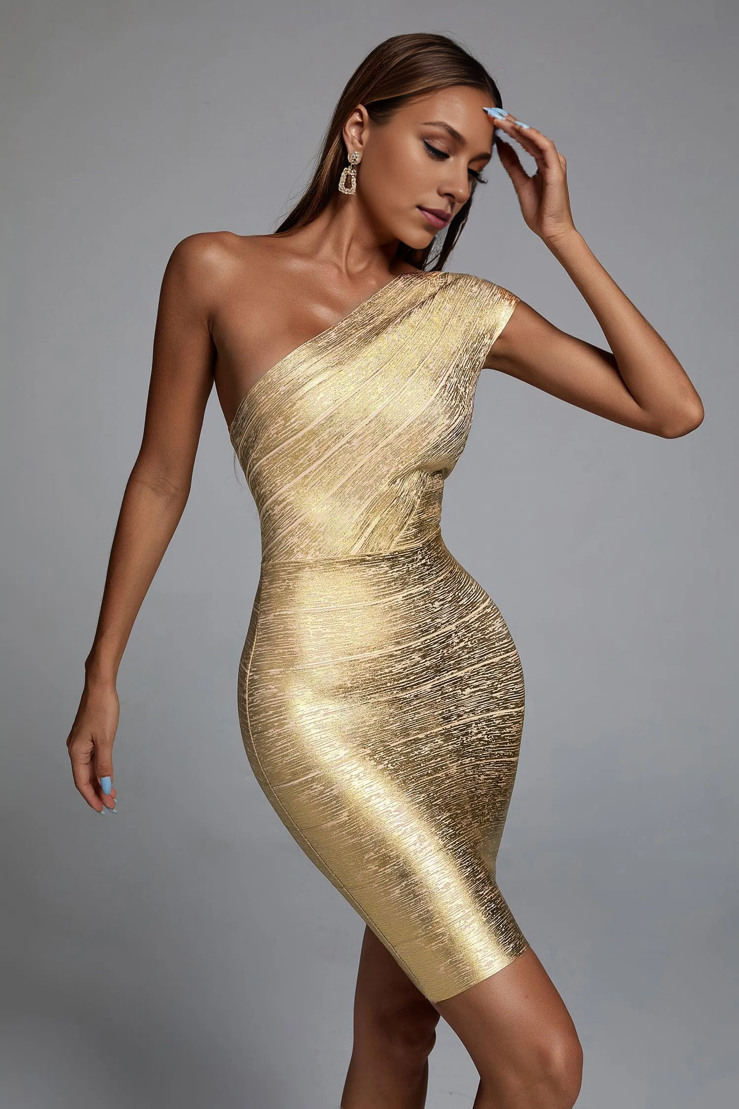 Lika Metallic Mini Cocktail Dress Simple gentle atmospheric and unique design