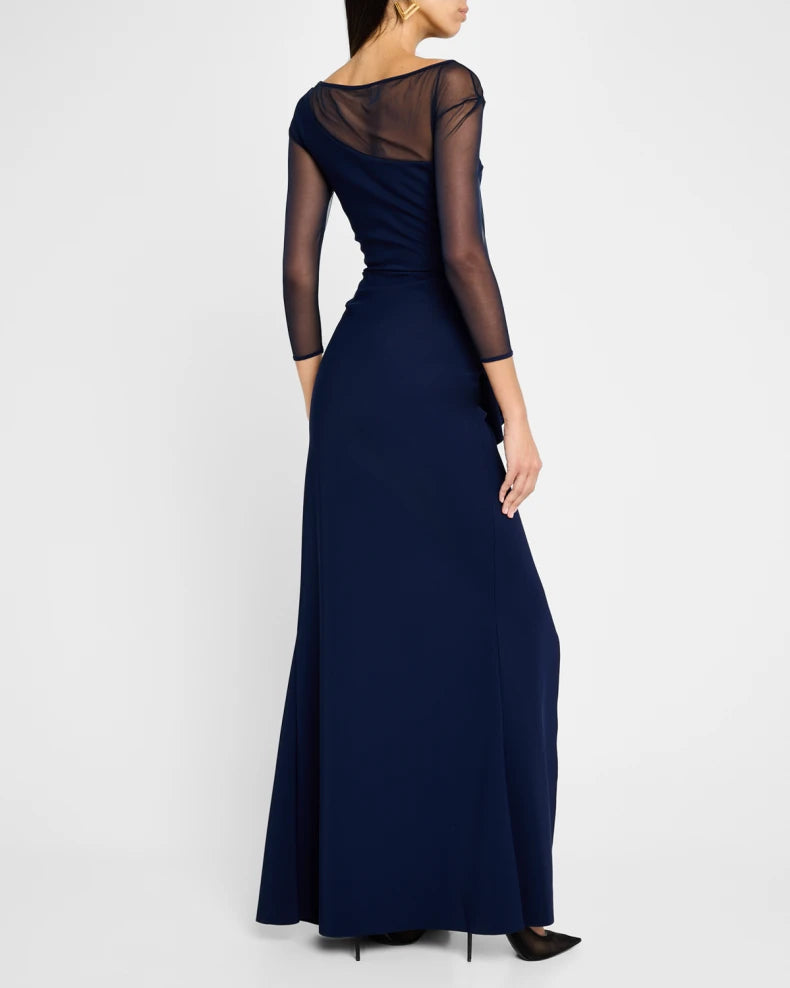 Aroma Draped Illusion Gown Beautiful and charming simple and unique design