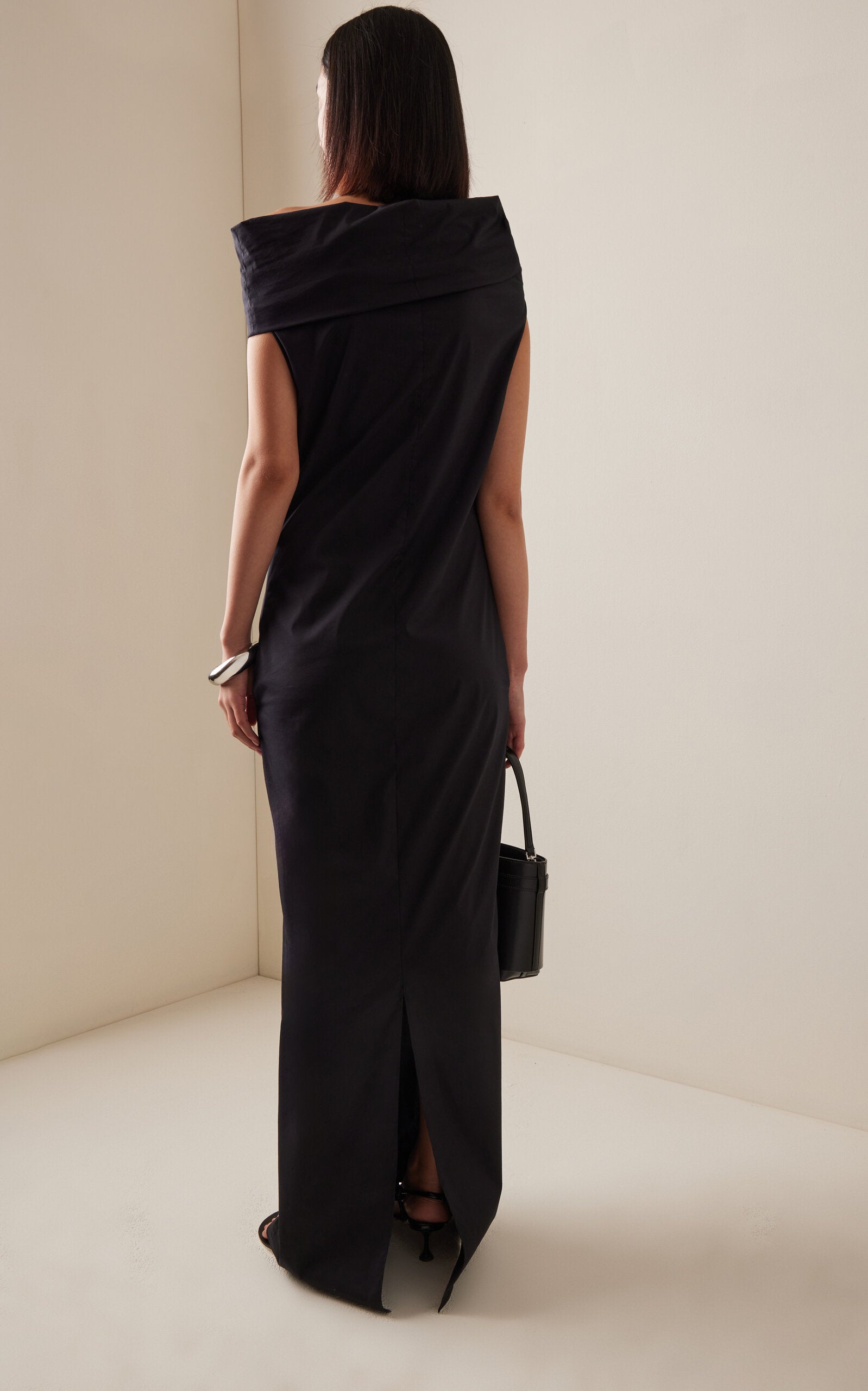 Off-The-Shoulder Draped Stretch-Cotton Maxi Dress Simple gentle beautiful and grand