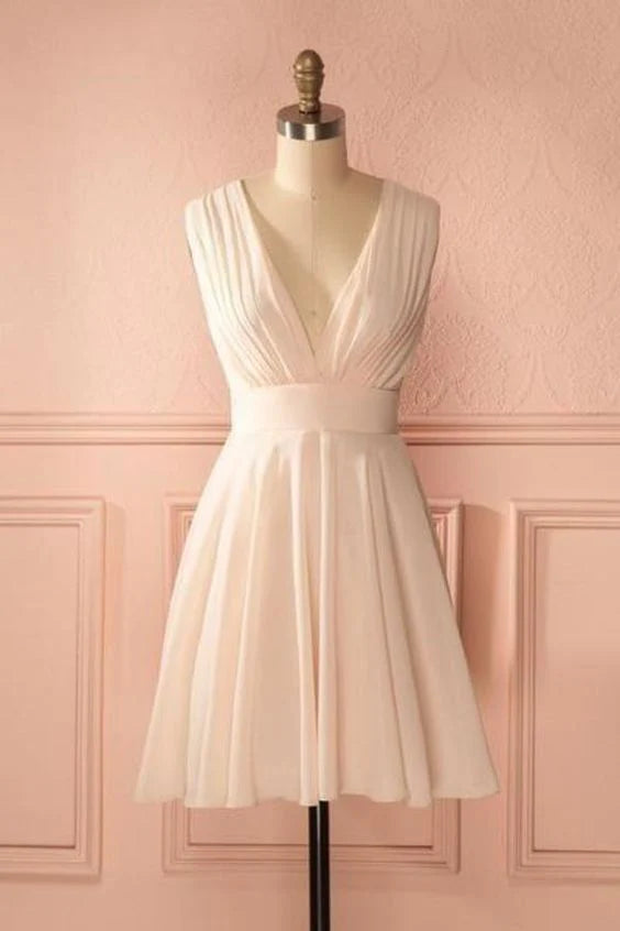 Deep V Neck Chiffon Homecoming Dress