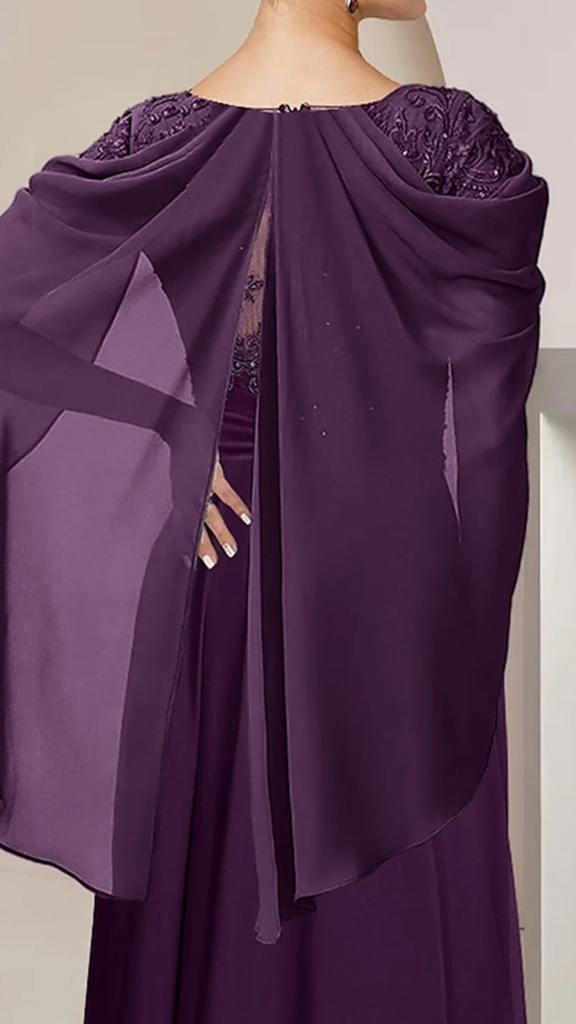 A-Line Mother of the Bride Dress Floor Length Chiffon Lace Sleeveless with Beading Sequin Appliques simple gentle atmospheric and unique desi Bring summer colors to enhance whiteness