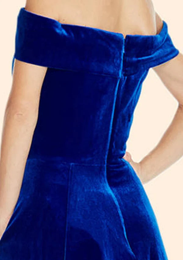 A-Line Off-the-Shoulder Velvet Prom Dress/Evening Dress Simple gentle atmospheric and unique design
