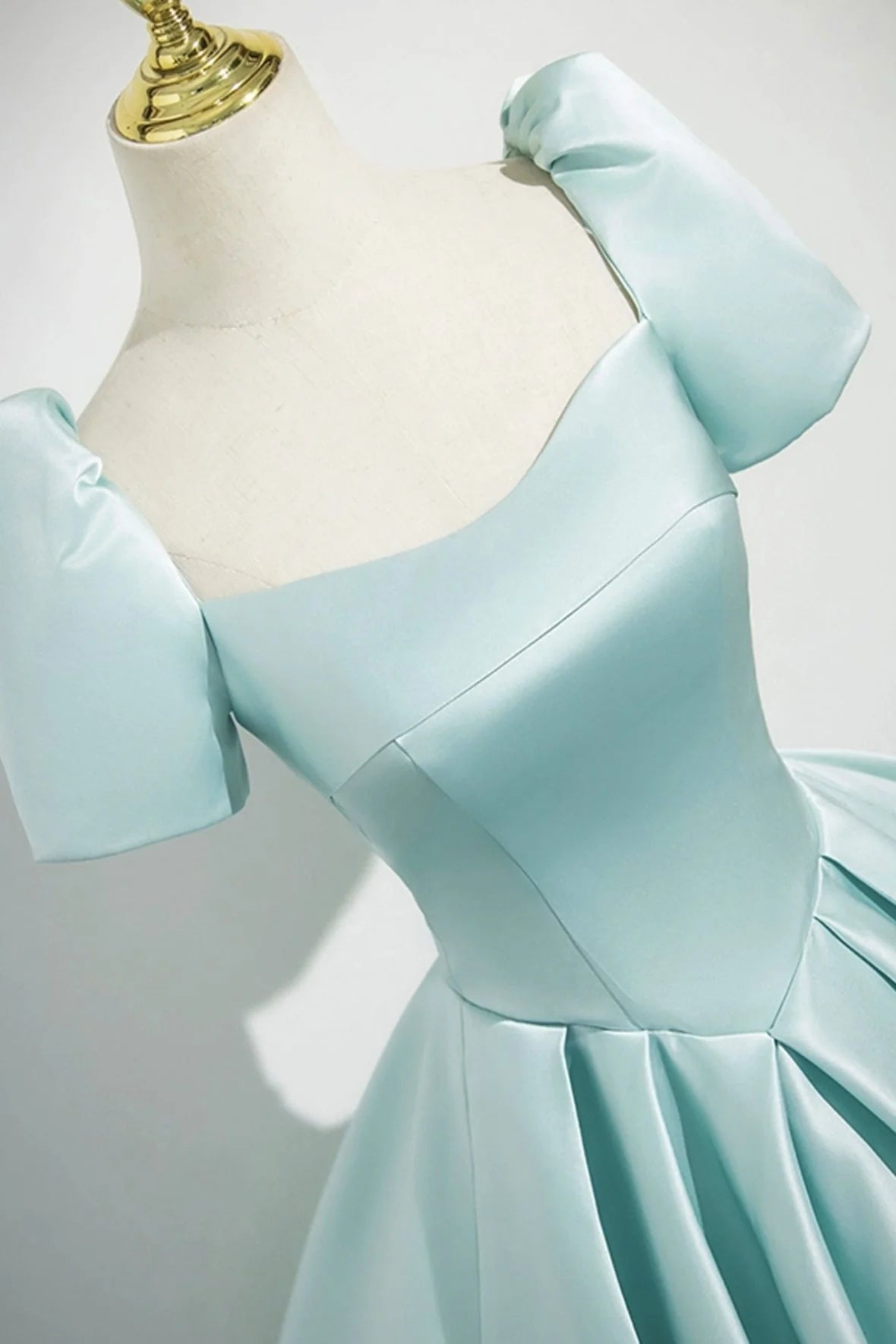 A-Line Satin Long Prom Dress Beautiful Short Sleeve Evening Party Dress  simple gentle atmospheric and unique desi Bring