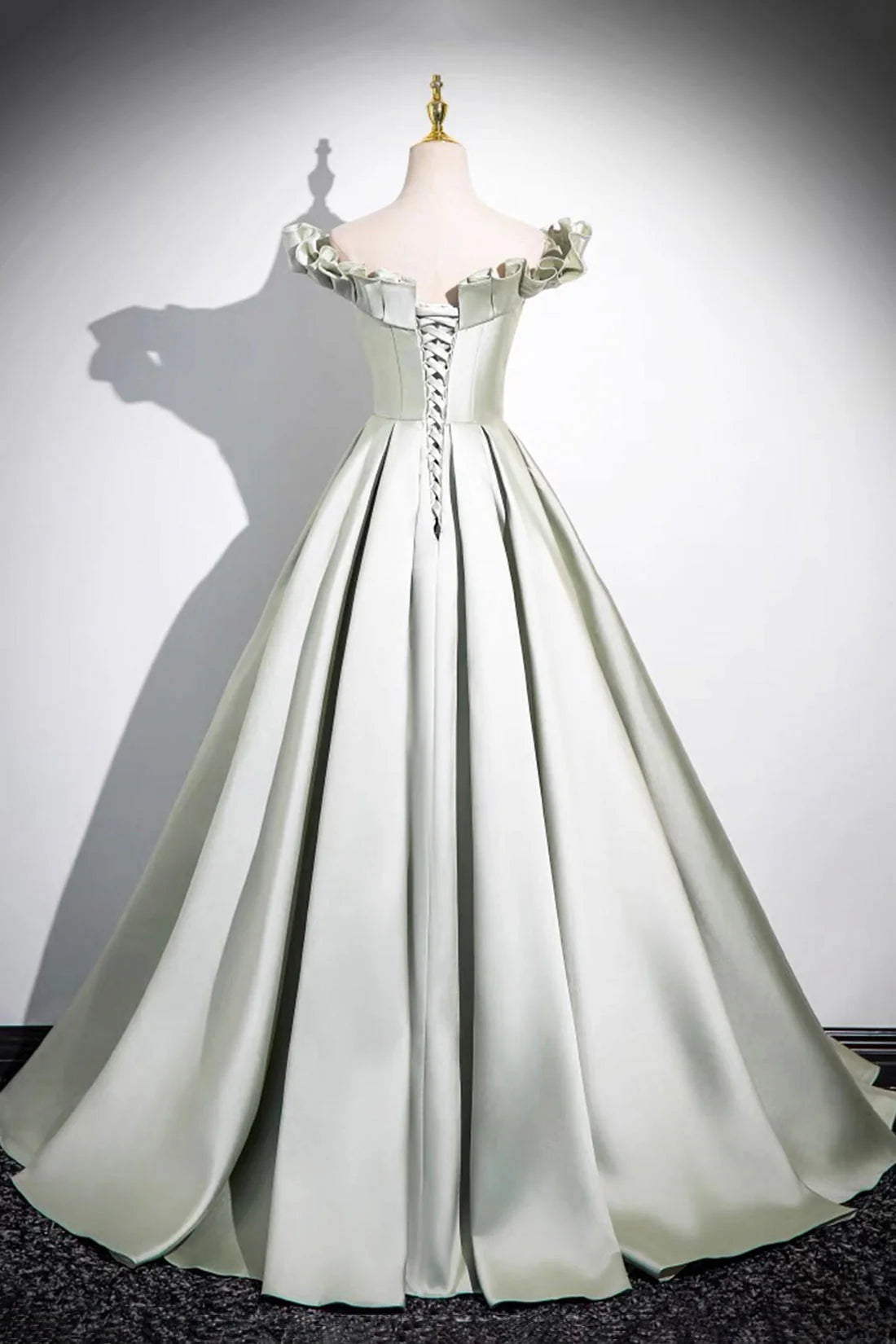 A-Line Satin Long Prom Dress Simple Green Strapless Evening Dress simple gentle atmospheric and unique desi Bring summer