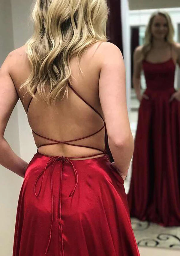 A-Line Square Neckline Long Charmeuse Prom Dress/Evening Dress with Split - Perfect for Special Occasions Simple gentle atmospheric and unique design