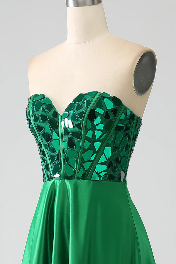 A-Line Sweetheart Dark Green Corset Prom Dress simple gentle atmospheric and unique desig
