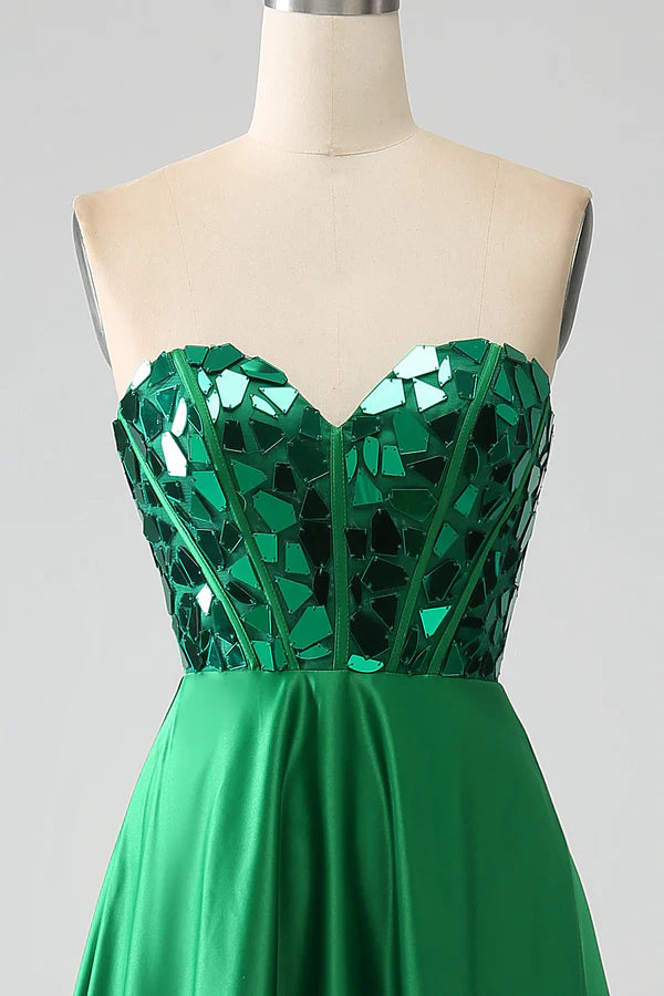A-Line Sweetheart Dark Green Corset Prom Dress simple gentle atmospheric and unique desig