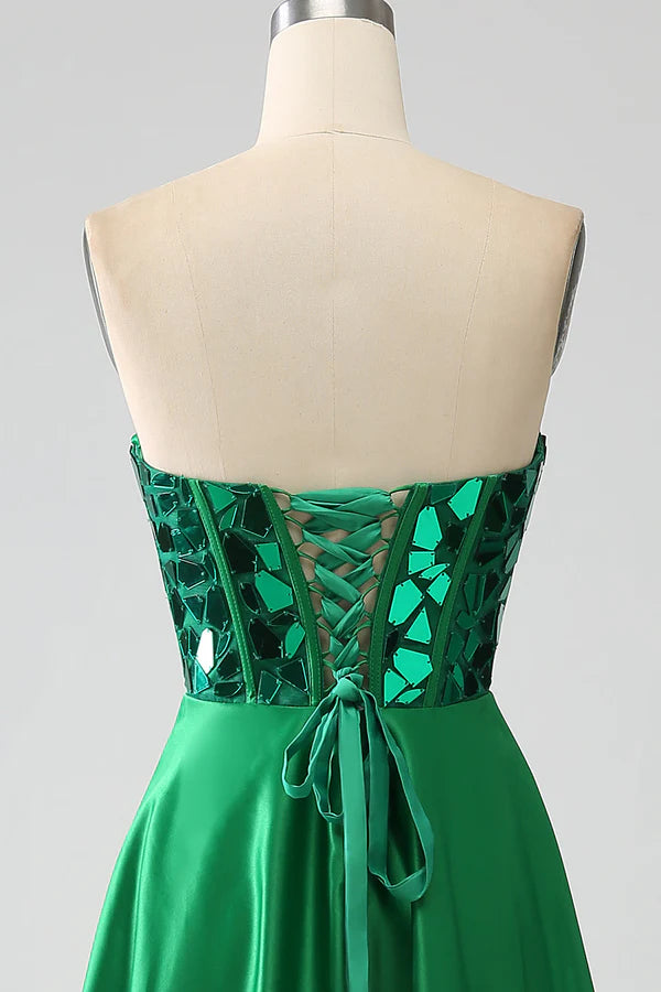 A-Line Sweetheart Dark Green Corset Prom Dress simple gentle atmospheric and unique desig
