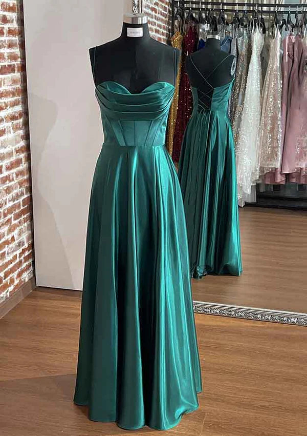 A-Line Sweetheart Sleeveless Prom Dress/Evening Dress With Pleated Split - Charmeuse Long/Floor-Length Simple gentle atmospheric and unique design