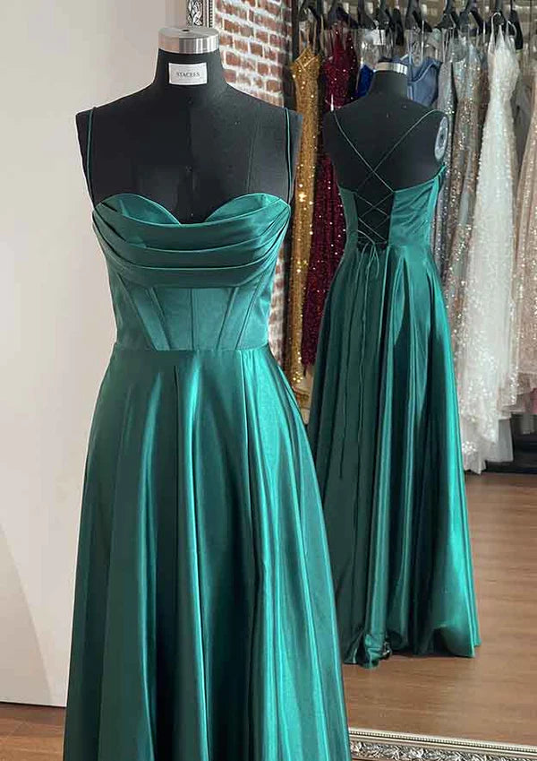 A-Line Sweetheart Sleeveless Prom Dress/Evening Dress With Pleated Split - Charmeuse Long/Floor-Length Simple gentle atmospheric and unique design