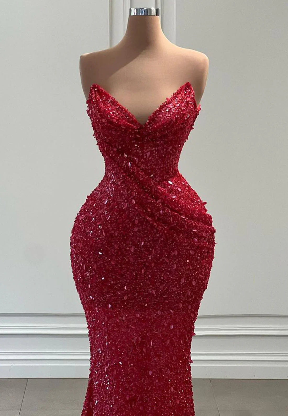 A-Line V-Neck Sequined Evening dress simple gentle atmospheric and unique desi Bring summer colors to enhance whiteness