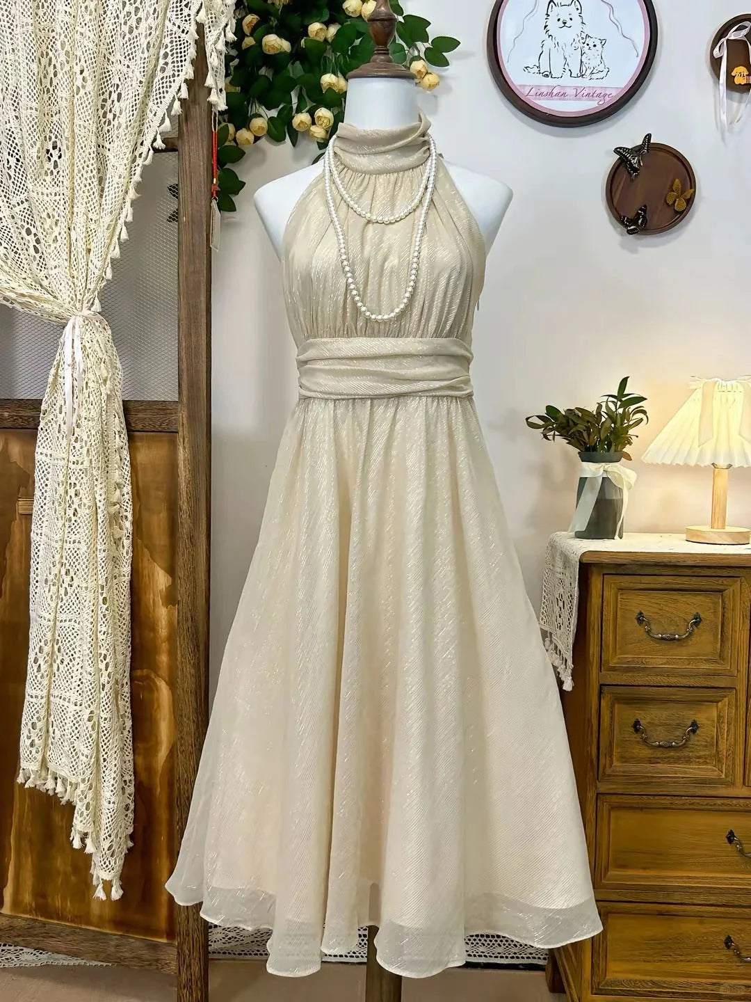 A Line Champagne Vintage Short Party Dress Cocktail Dresses Homecoming Dress