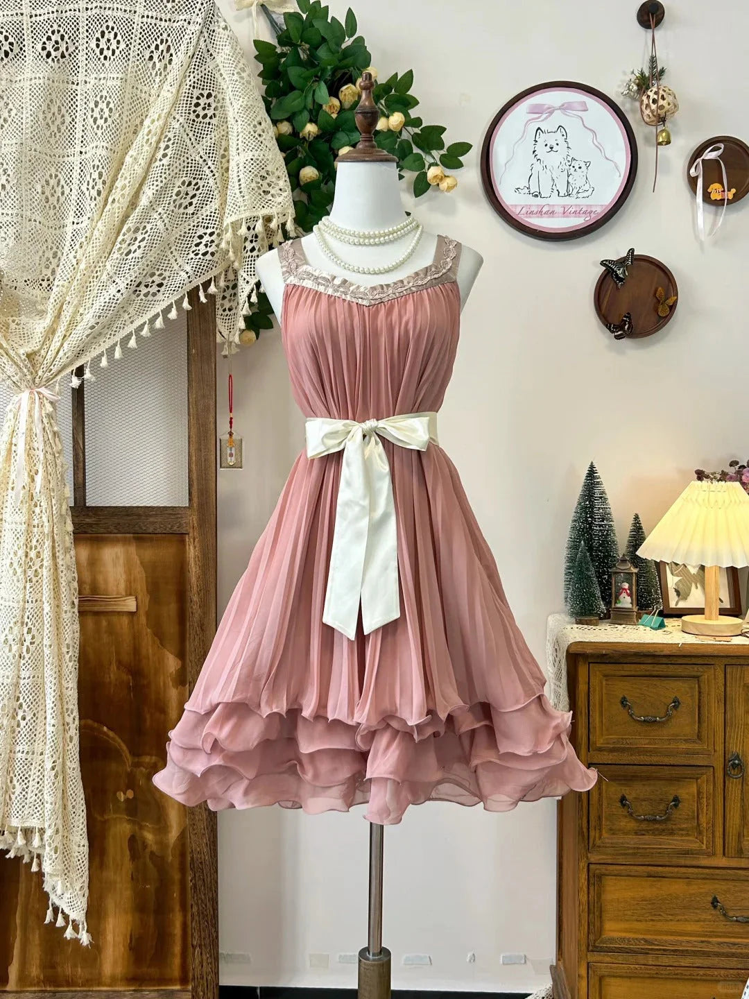 A Line Pink Vintage Short Party Dress Cocktail Dresses Homecoming Dress
