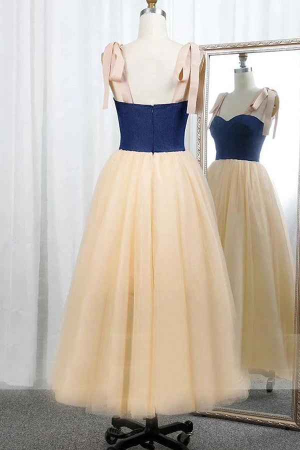 A Line Sweetheart Prom Dress,Vanilla Tulle Evening Dress simple gentle atmospheric and unique desi Bring summer colors to enhance whiteness