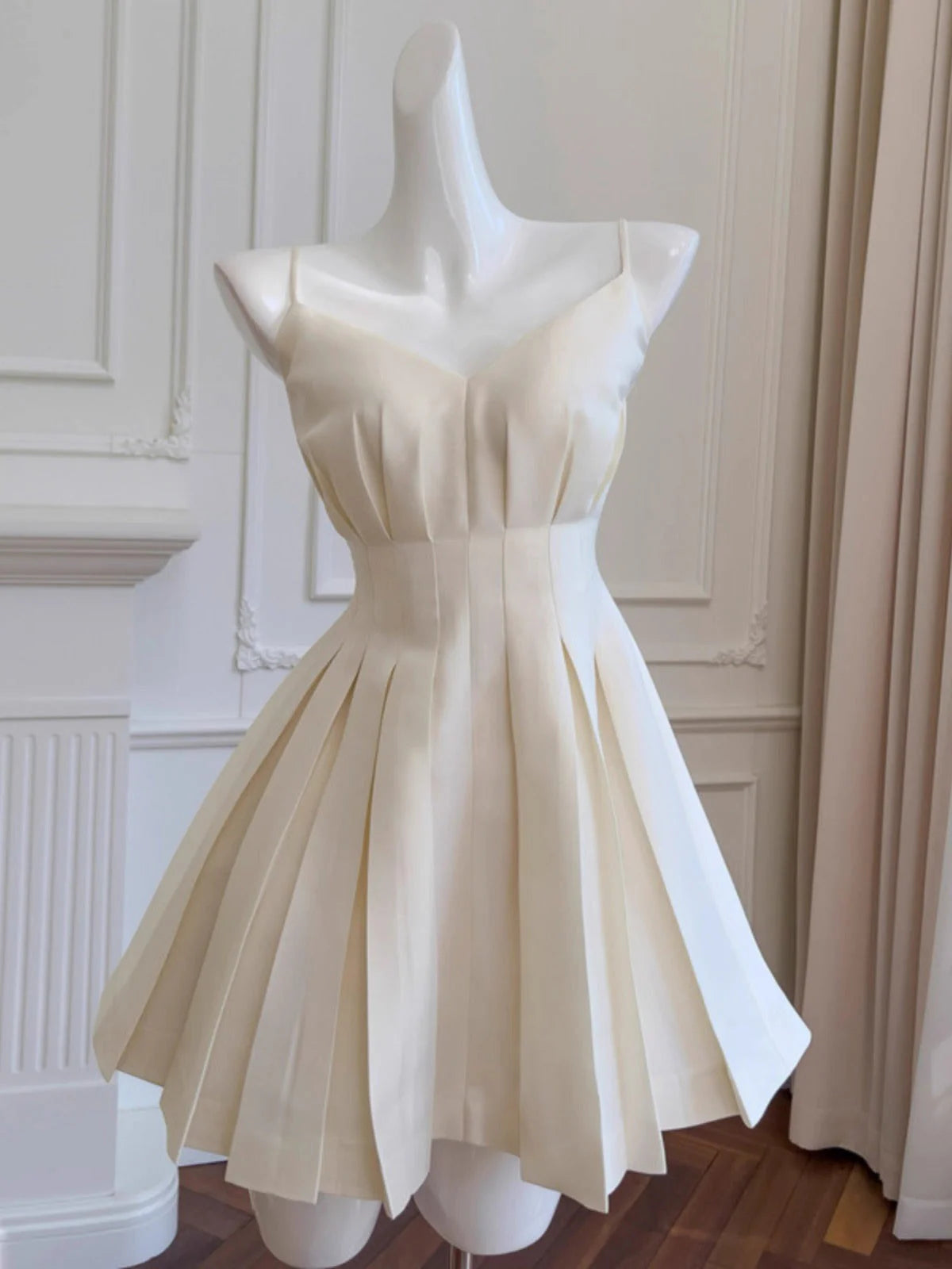 Aesthetic A Line Spaghetti Straps Satin Mini Formal Homecoming Dress Short Cocktail Outfits Graduation Dress Hoco Dress