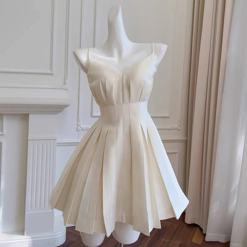 Aesthetic A Line Spaghetti Straps Satin Mini Formal Homecoming Dress Short Cocktail Outfits Graduation Dress Hoco Dress