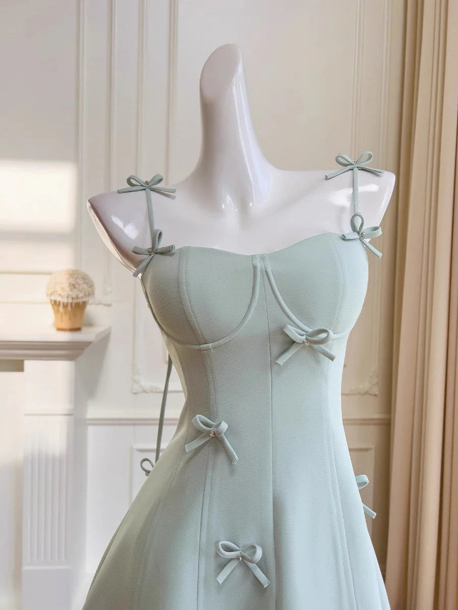 Aesthetic A line Spaghetti Straps Mint Green Formal Mini Homecoming Dress Middle School Short 17th Birthday Outfits Graduation Dress Hoco Dresses