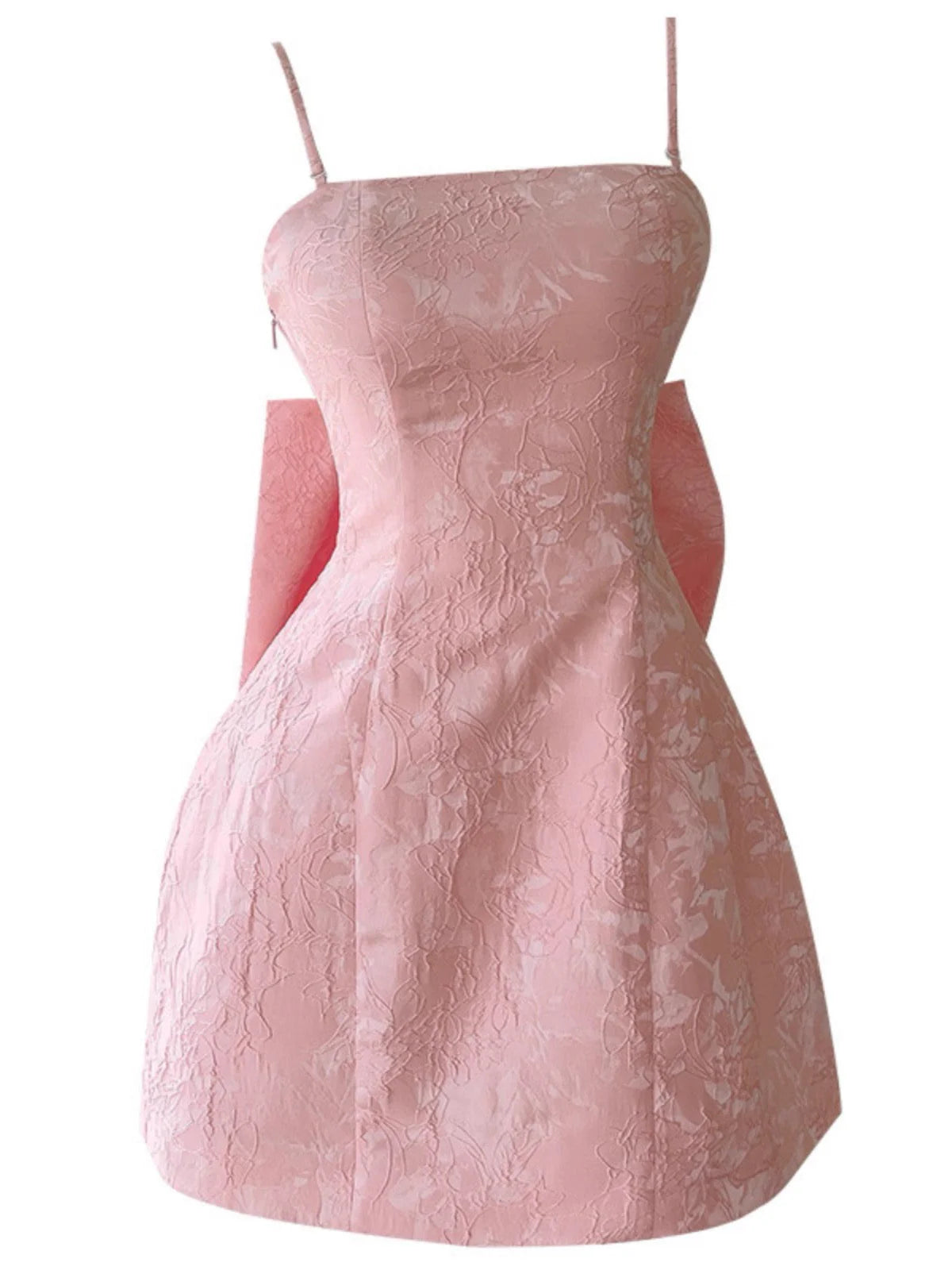 Aesthetic A line Spaghetti Straps Pink Floral Printed Pattern Formal Mini Homecoming Dress Short Cocktail Outfits Graduation Dress Hoco Dress