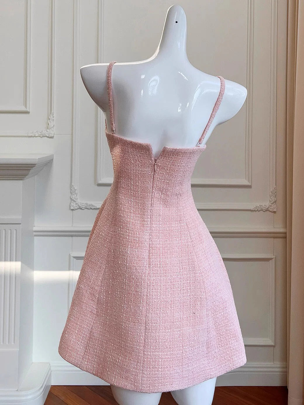 Aesthetic A line Spaghetti Straps Pink Formal Mini Homecoming Dress Middle School Short 17th Birthday Outfits Graduation Dress Hoco Dresses