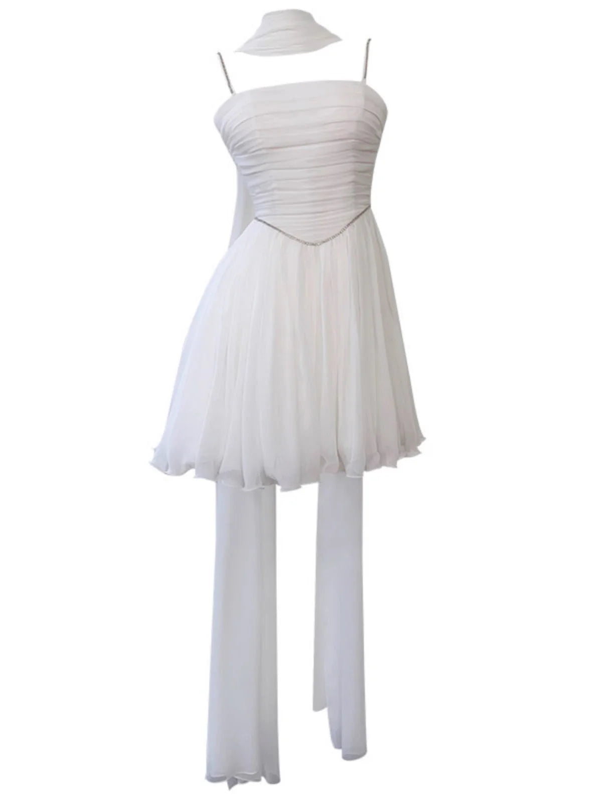 Aesthetic A line Spaghetti Straps White Chiffon Formal Mini Homecoming Dress Middle School Short 19th Birthday Outfits Graduation Dress Hoco Dresses