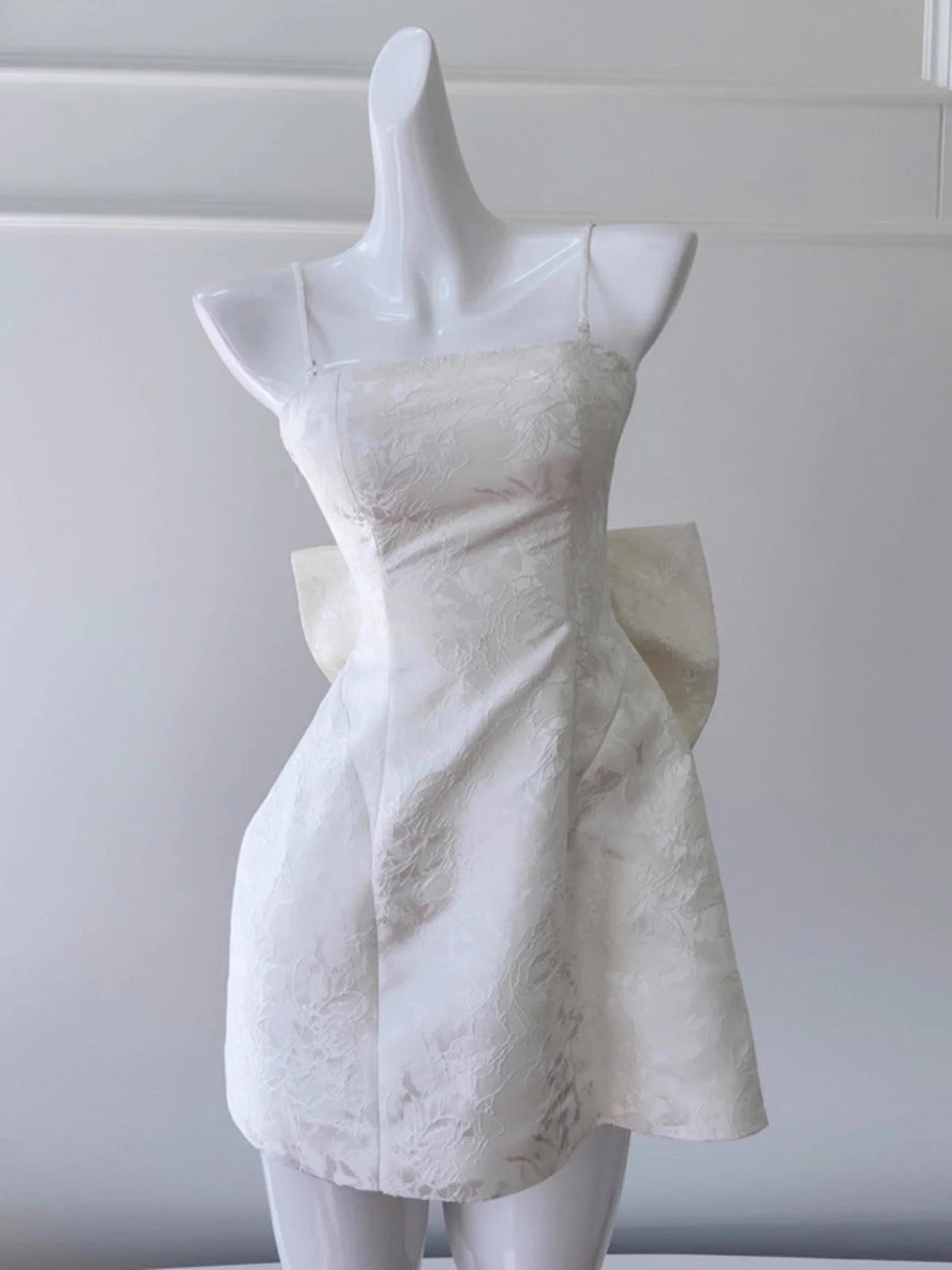 Aesthetic A line Spaghetti Straps White Floral Printed Pattern Formal Mini Homecoming Dress Short Cocktail Outfits Graduation Dress Hoco Dress