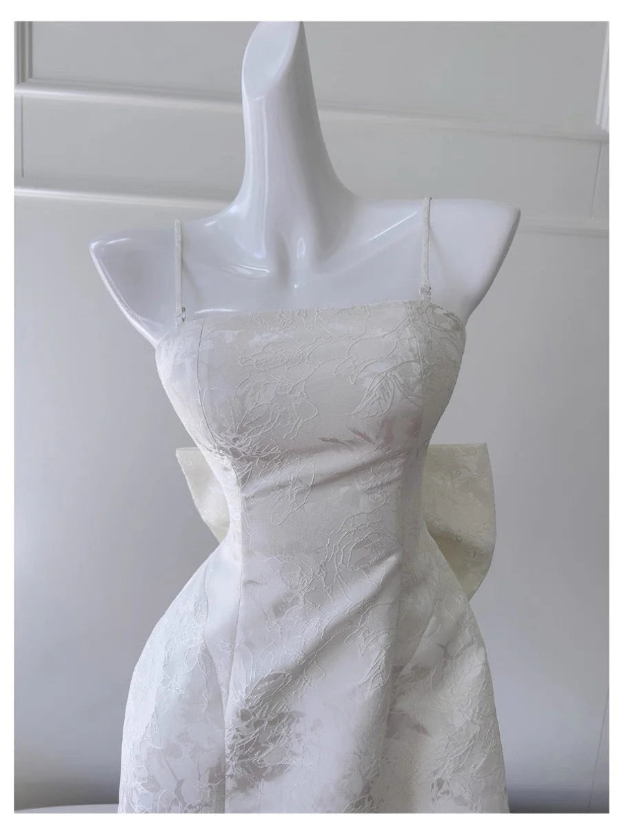 Aesthetic A line Spaghetti Straps White Floral Printed Pattern Formal Mini Homecoming Dress Short Cocktail Outfits Graduation Dress Hoco Dress