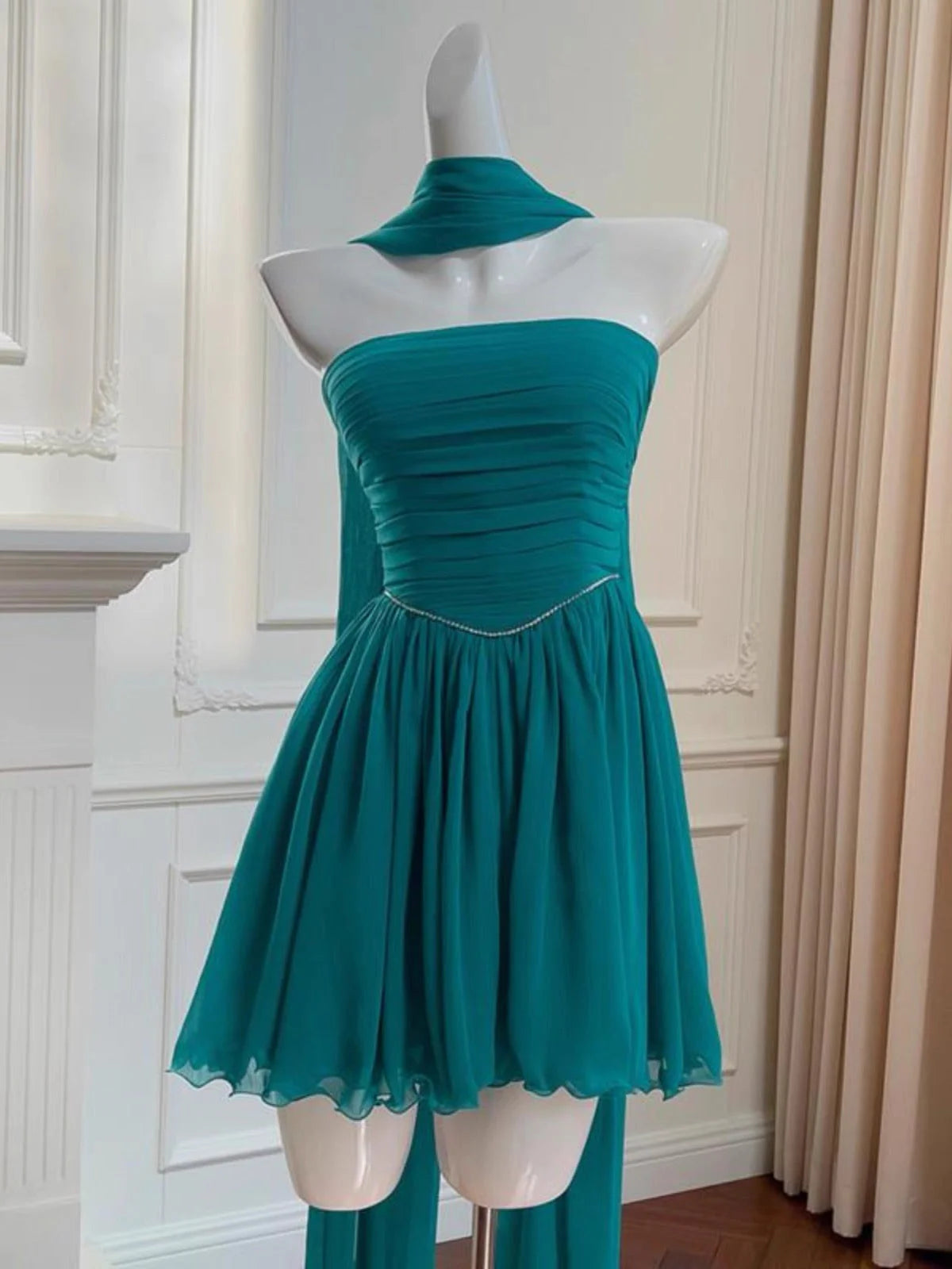 Aesthetic A line Strapless Chiffon Formal Mini Homecoming Dress Middle School Short 19th Birthday Outfits Graduation Dress Hoco Dresses