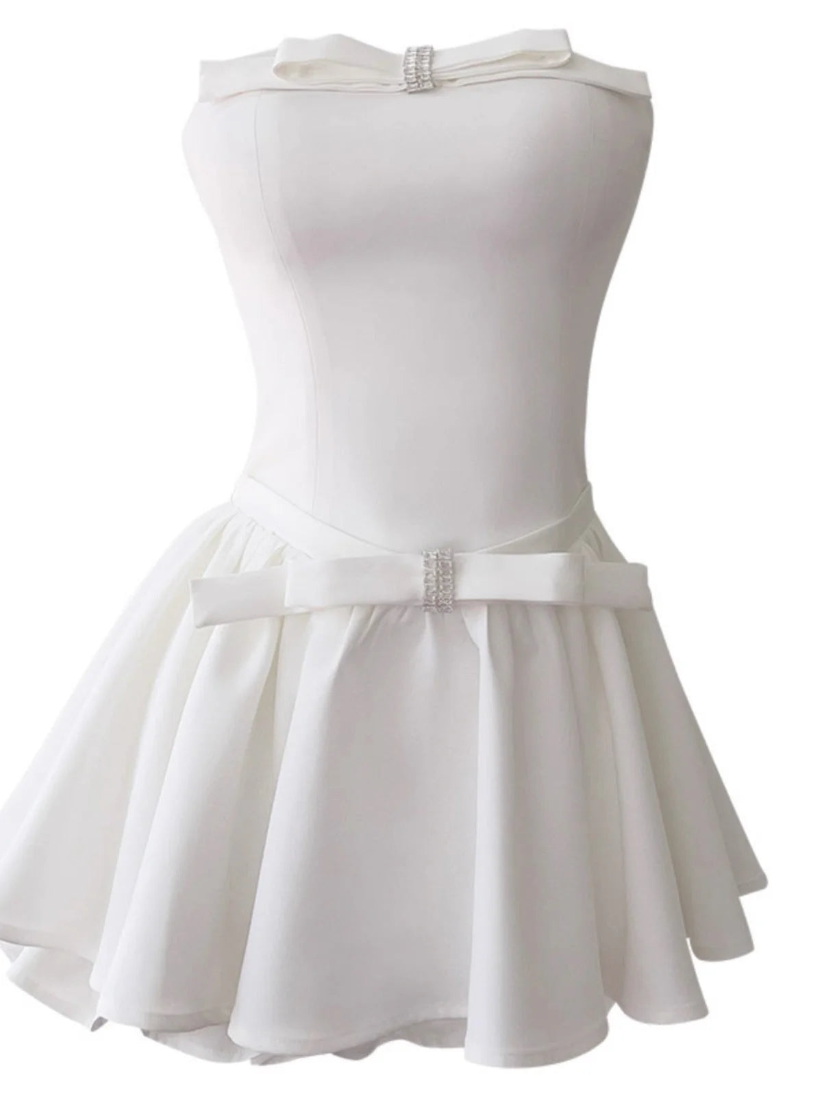 Aesthetic A line Strapless White Formal Tight Homecoming Dress Middle School Short 18th Birthday Outfits Graduation Dress Hoco Dresses