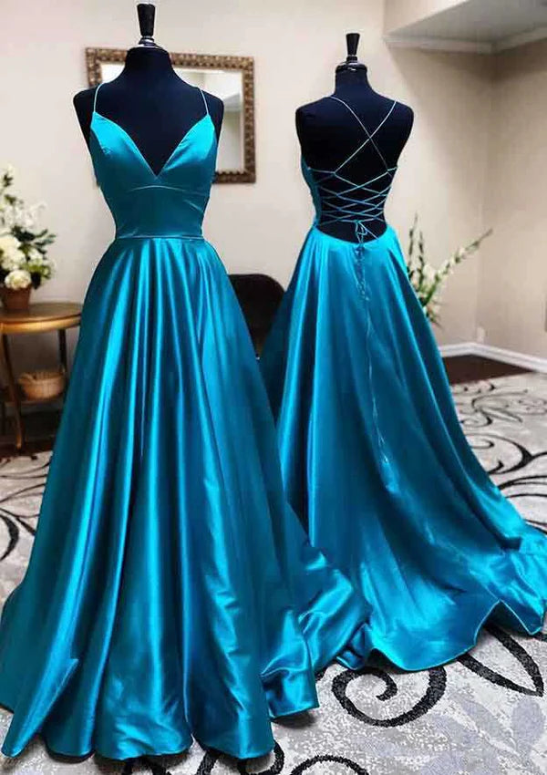 Amazing A-Line V-Neck Long Prom Dress/Evening Dress with Pleated Charmeuse Skirt Simple gentle atmospheric and unique design