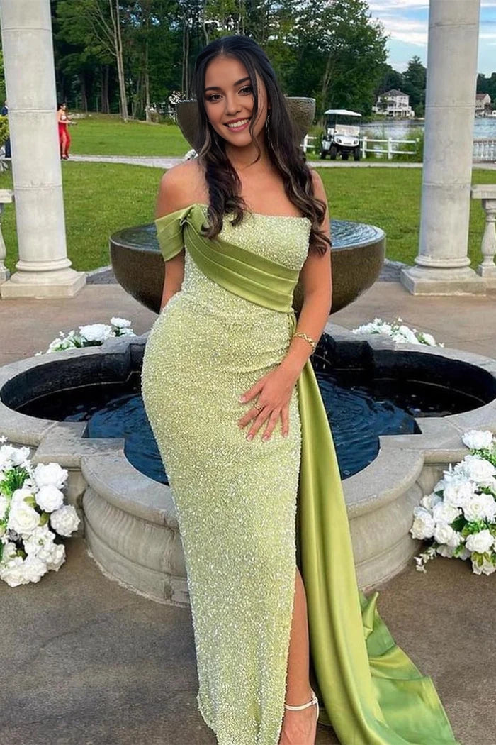 Amazing Column One-Shoulder Sleeveless Satin Split Front Prom Gown with Chic Appeal Simple gentle atmospheric and unique design