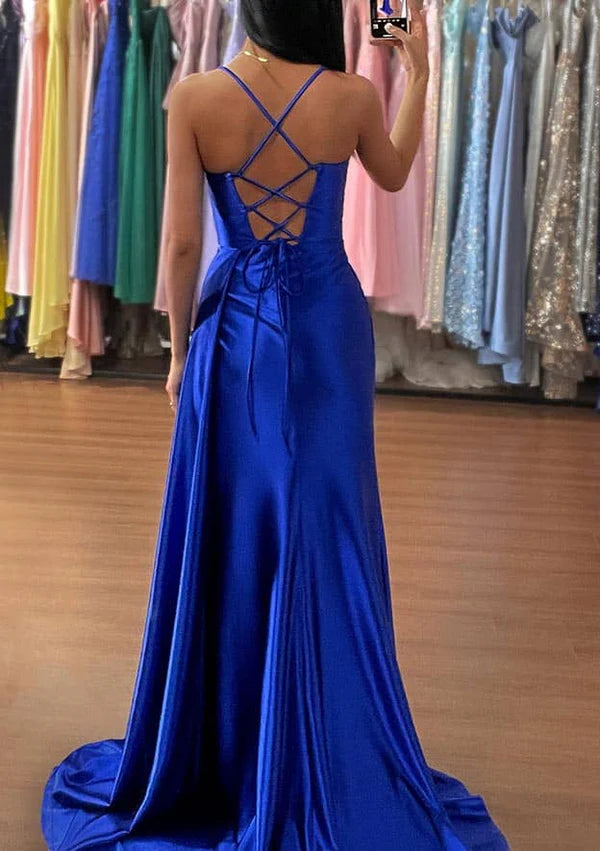 Amazing Satin Sweetheart Trumpet/Mermaid Prom Dress/Evening Dress with Ruched Sleeveless Sweep Train Simple gentle atmospheric and unique design