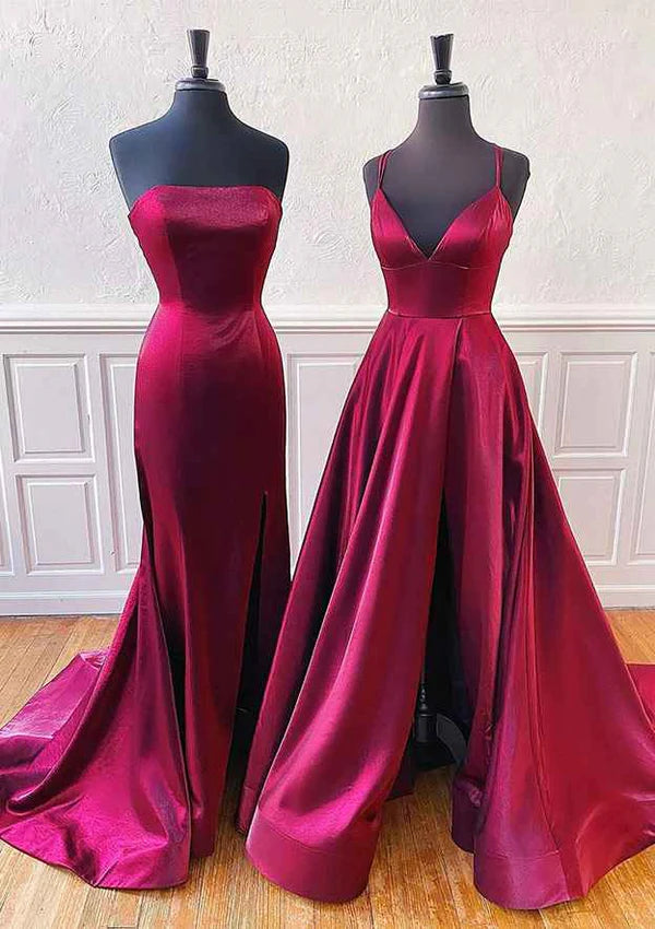 Amazing Satin Trumpet/Mermaid Sleeveless Split A-Line Prom Dress/Evening Dress with Sweep Train Simple gentle atmospheric and unique design