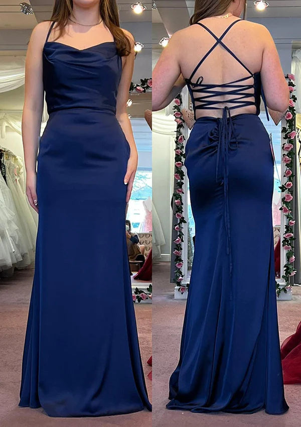 Amazing Sheath Cowl Neck Long Prom Dress/Evening Dress with Pleated Satin SkirtSimple gentle atmospheric and unique design