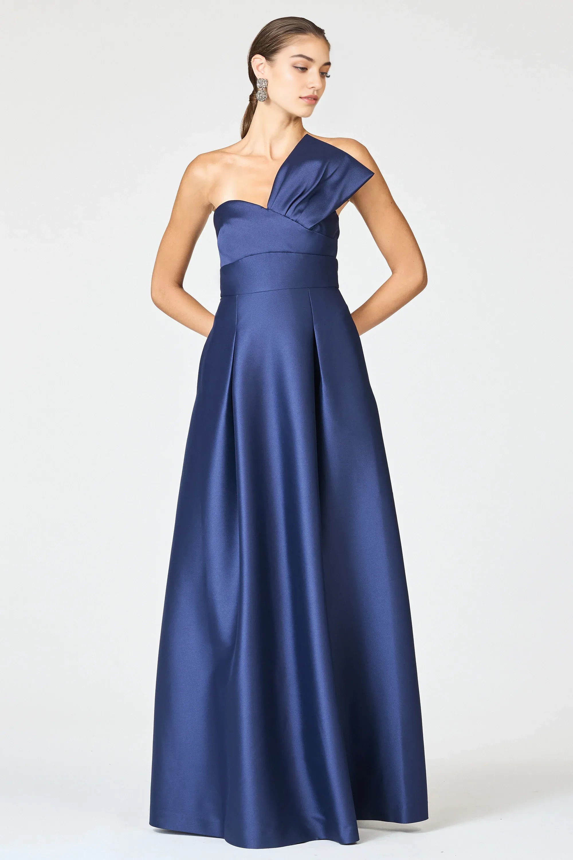 Asymmetrical A Line One Shoulder Sleeveless Zipper Back Floor Length For Sale Evening Dress
