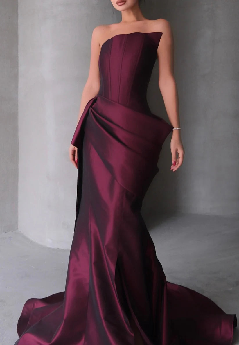 Asymmetrical Sleeveless Pleated Sheath Evening Dress simple gentle atmospheric and unique desi Bring summer colors to enhance whiteness