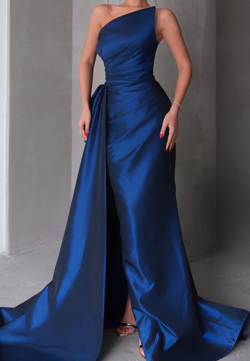 Asymmetrical Sleeveless Pleated Sheath Formal Dress simple gentle atmospheric and unique desi Bring summer colors to enhance whiteness