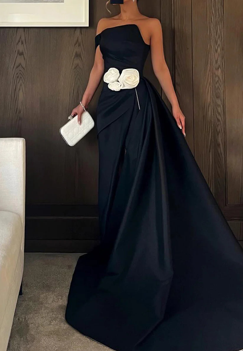 Asymmetrical Sleeveless Side Slit Floral Sheath Evening Dress simple gentle atmospheric and unique desi Bring summer colors to enhance whiteness