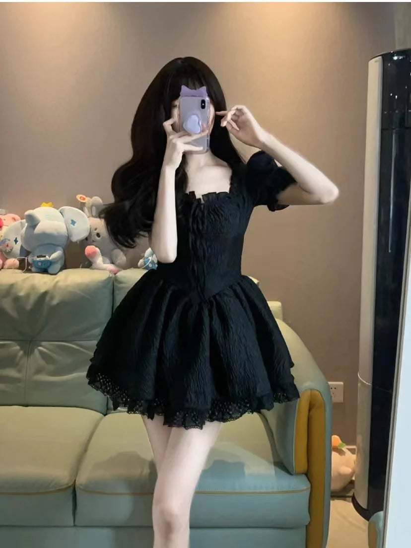 Ball Gown Square Neckline Black Holiday Dress Birthday Dresses Birthday Outfits simple gentle atmospheric and unique desi Bring summer colors to enhance whiteness