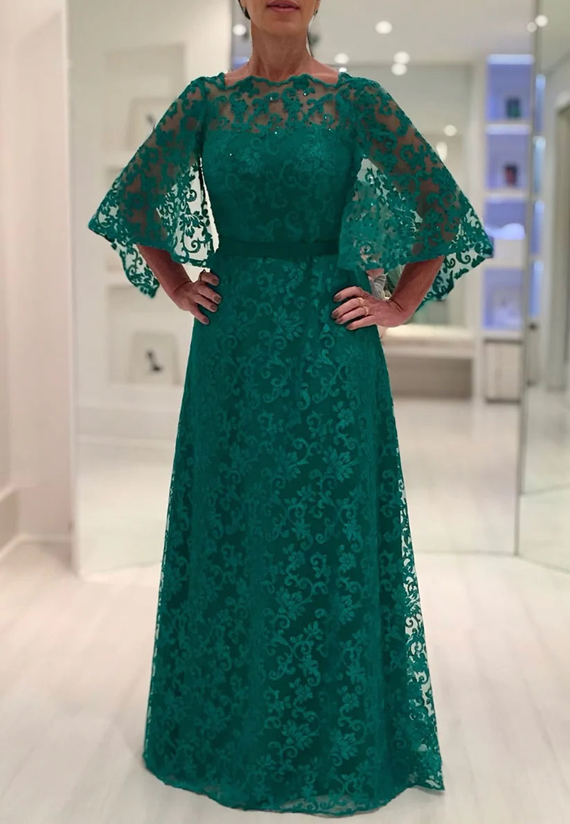 Bateau Long Sleeves Appliques A-Line Mother of Bride Dress simple gentle atmospheric and unique desi Bring summer colors to enhance whiteness