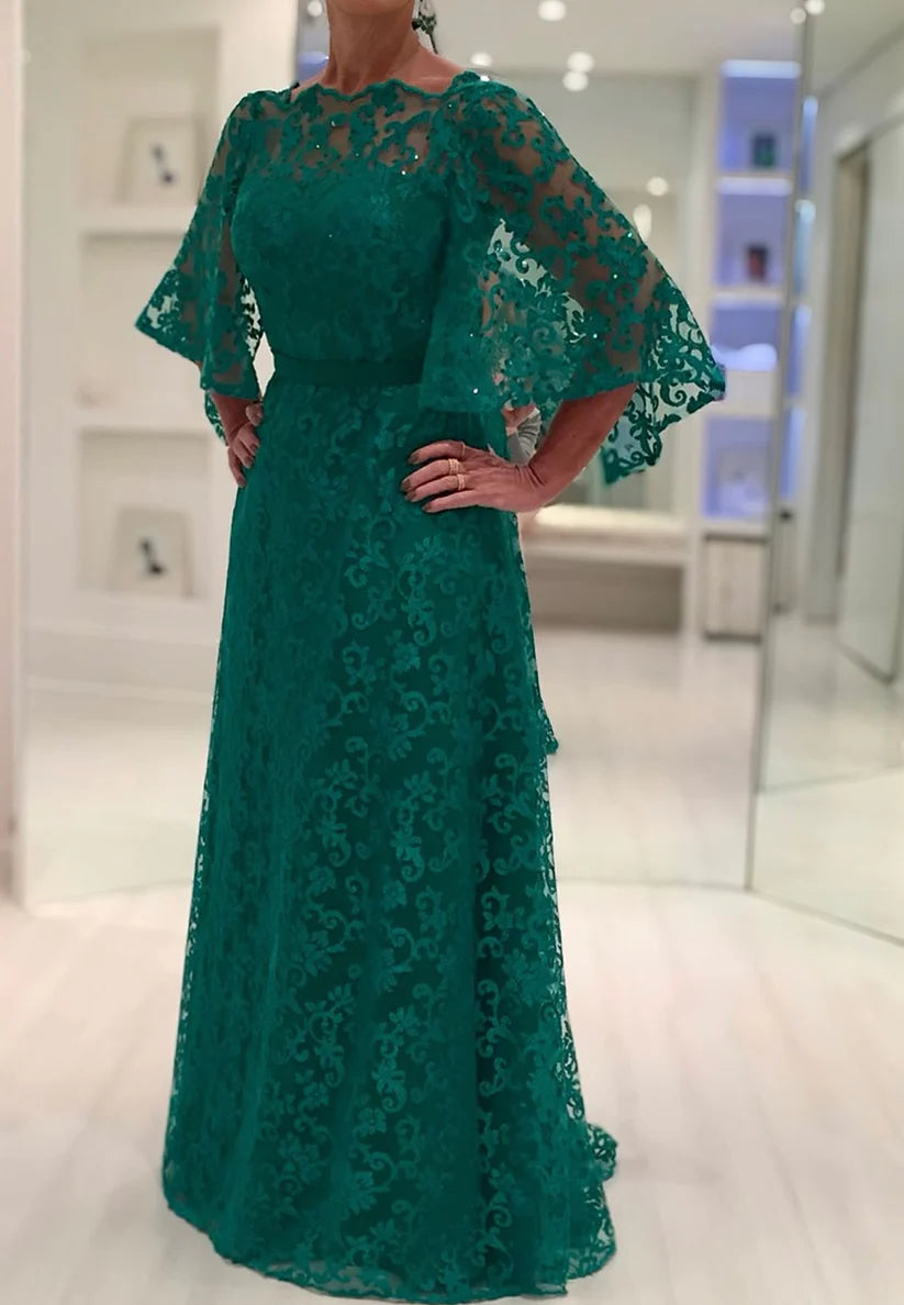 Bateau Long Sleeves Appliques A-Line Mother of Bride Dress simple gentle atmospheric and unique desi Bring summer colors to enhance whiteness