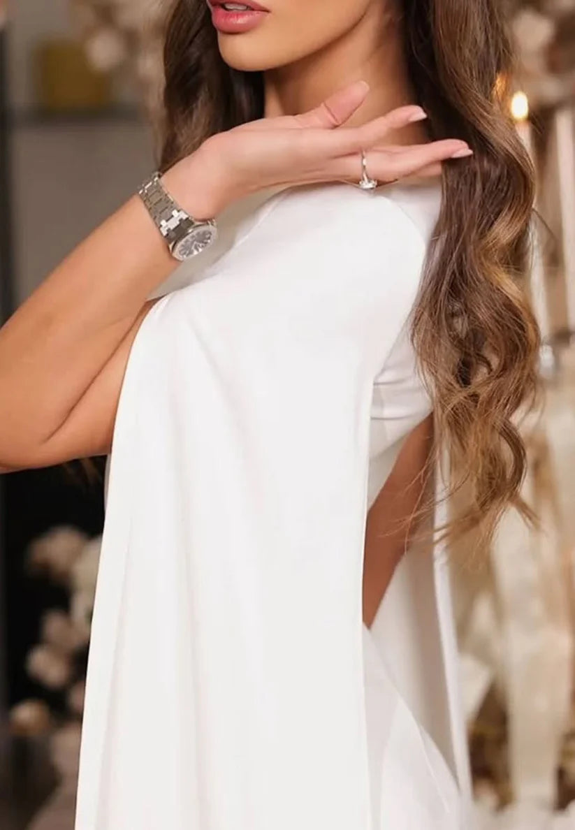 Bateau Long Sleeves Formal Sleek Sheath Evening Dress simple gentle atmospheric and unique desi Bring summer colors to enhance whiteness