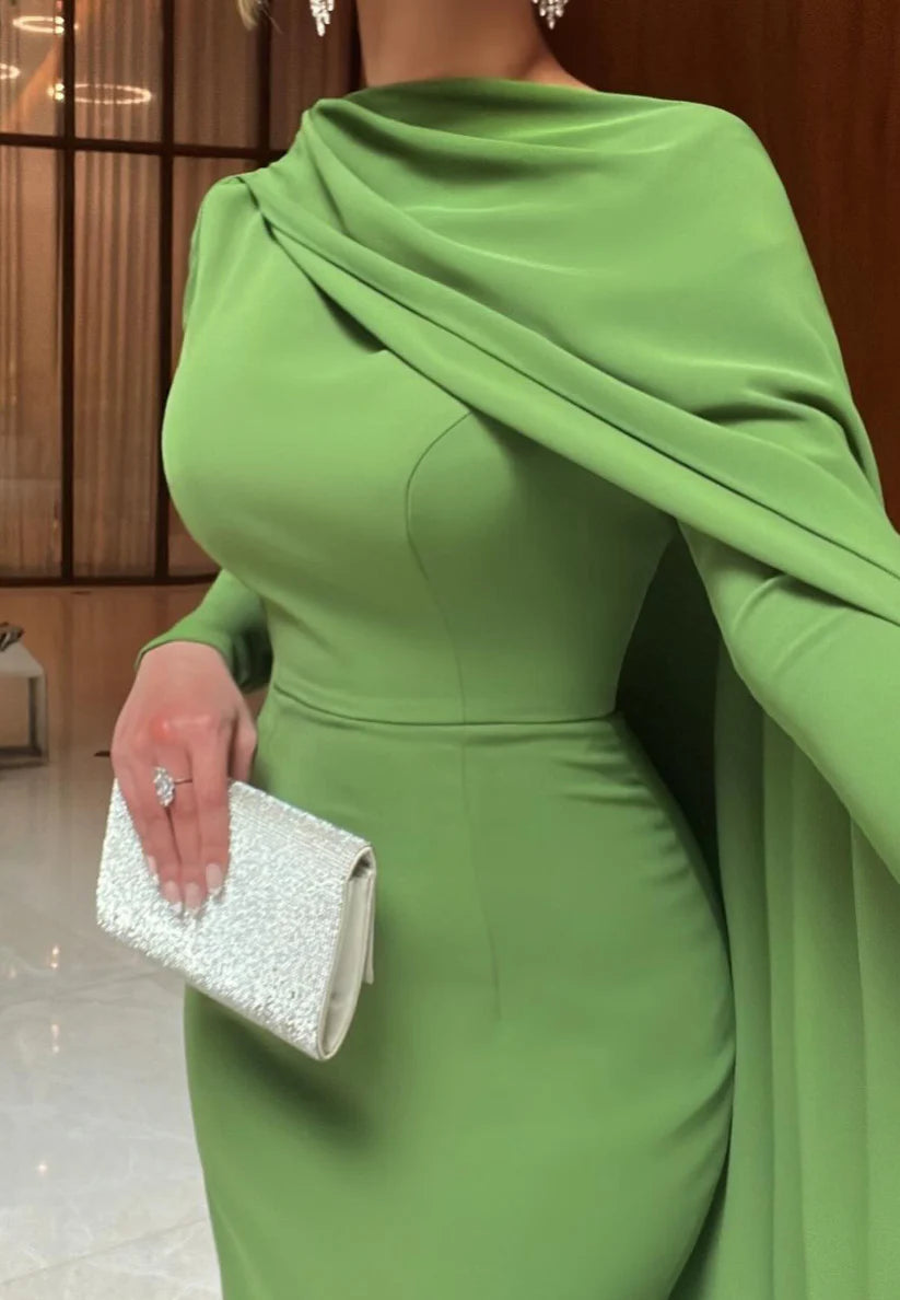 Bateau Long Sleeves Sleek Mermaid Formal Dress simple gentle atmospheric and unique desi Bring summer colors to enhance whiteness