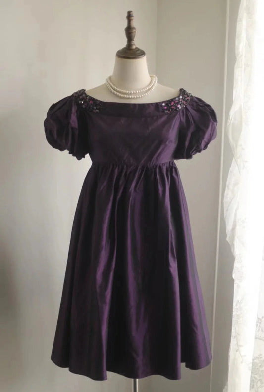 Beaded Vintage Homecoming Dress Short Satin Prom Dress simple gentle atmospheric and unique desi Bring summer colors to enhance whiteness