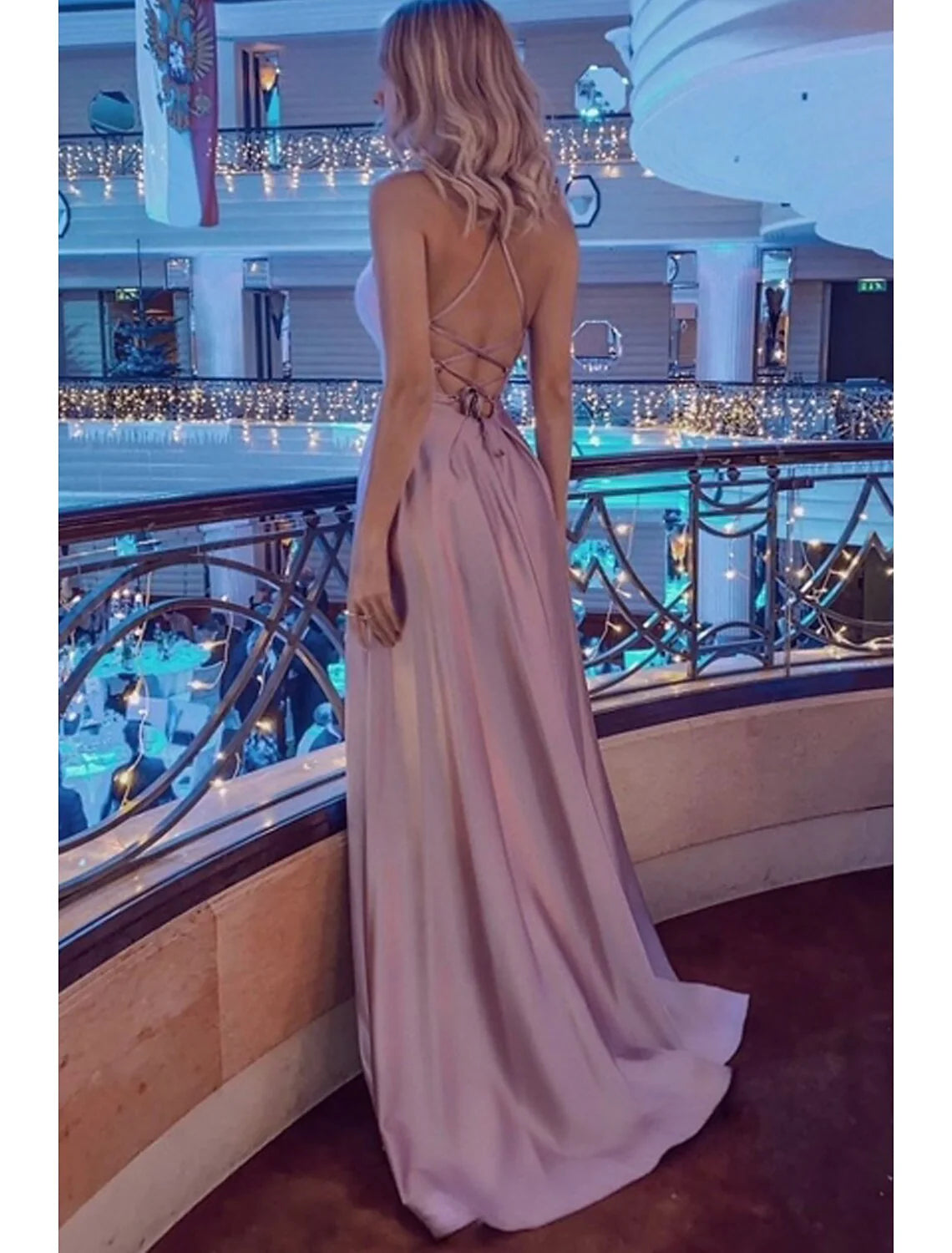 Beautiful Back Sexy Engagement Prom Birthday Dress Halter Neck Sleeveless Sweep / Brush Train with Pleats simple gentle atmospheric and unique desi Bring summer colors to enhance whiteness