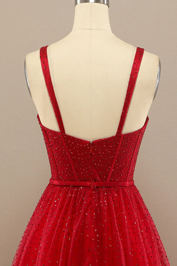 Beautiful Red Sweetheart Prom Dress with Beading Simple gentle atmospheric and unique design