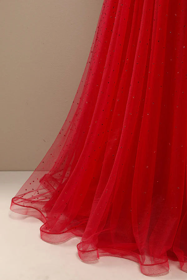 Beautiful Red Sweetheart Prom Dress with Beading Simple gentle atmospheric and unique design
