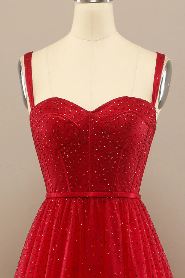 Beautiful Red Sweetheart Prom Dress with Beading Simple gentle atmospheric and unique design