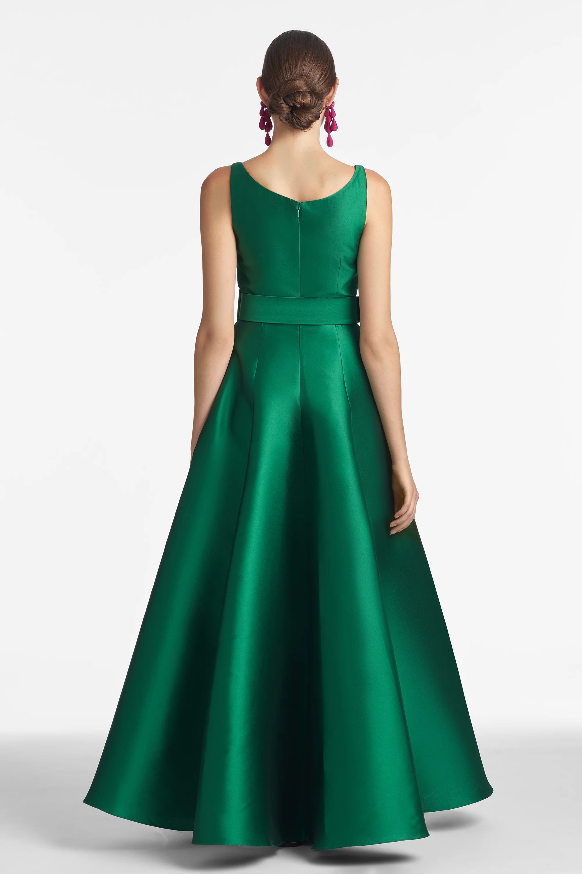 Belted A Line Square Neck Sleeveless Zipper Back Floor Length Hot Sale Evening Dress